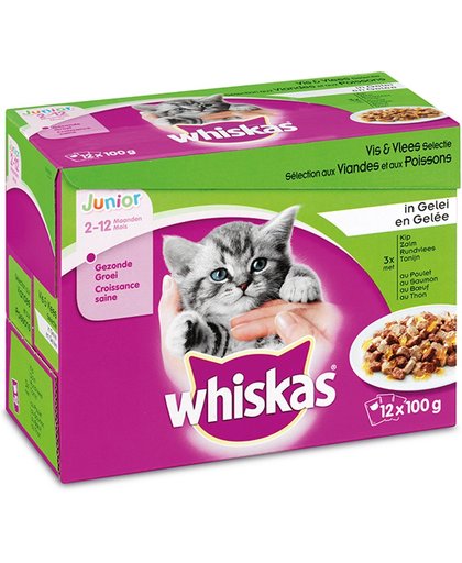Whiskas Multi Pack - Junior - Vlees Selectie Saus - 12 x 100g