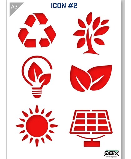 Milieu Symbolen Sjabloon - Karton - A3 42 x 29,7 cm