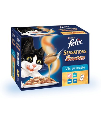 FELIX Sensations Saus Vis - 48 pack - Kattenvoer - 4 x ( 12 x 100) gr