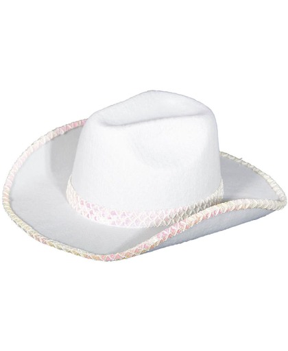 Cowboy hoed wit met stiksels