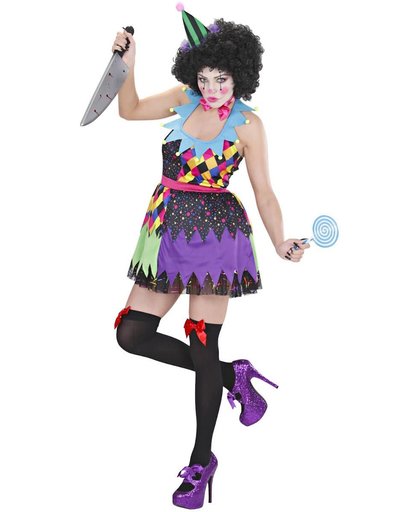 Verkleedkostuum duiverwekkende veelkleurige clown voor dames Halloween outfit - Verkleedkleding - Medium