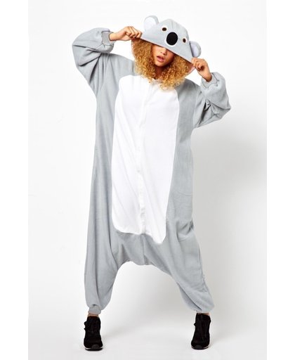 KIMU onesie koala pak grijs beer kostuum - maat M-L - koalapak jumpsuit huispak