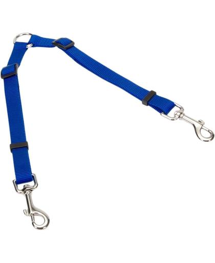 2 honden verstelbare nylon koppeling blauw (30-60cm)