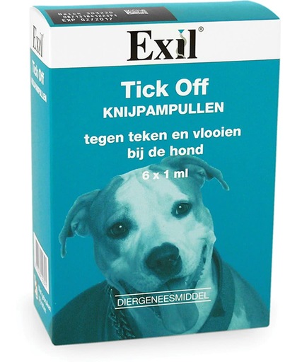 Exil Tick Off Knijpampullen - Hond - 6 pipetten x 1 ml