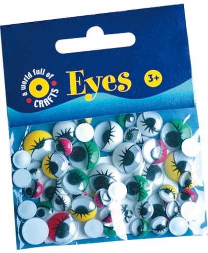 Mini-Set van 30 gekleurde knutsel oogjes met wimpers