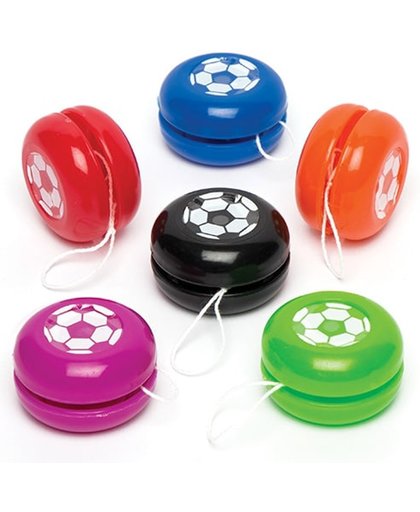 Mini-jojo's met een voetbal voor kinderen – een leuk cadeautjes voor uitdeelzakjes voor kinderen (6 stuks per verpakking)