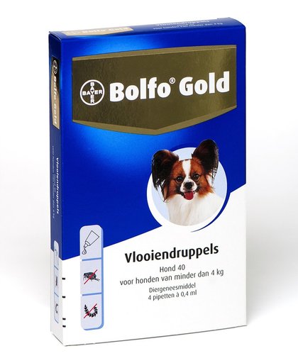 Bolfo Gold 40 Anti vlooienmiddel - Hond - 0  Tot 4 kg - 4 pipetten