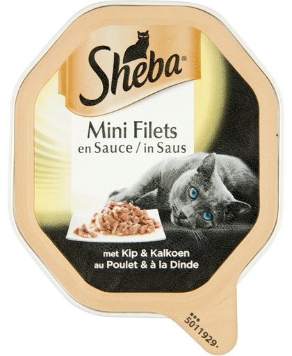 Sheba Mini Filets - Kip/Kalkoen in saus - Aluminium Kuipjes - Kattenvoer - 22 x 85 gr
