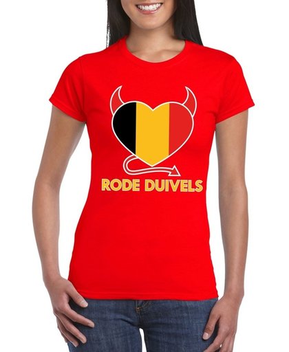 Rood Belgie rode duivels hart supporter shirt dames L