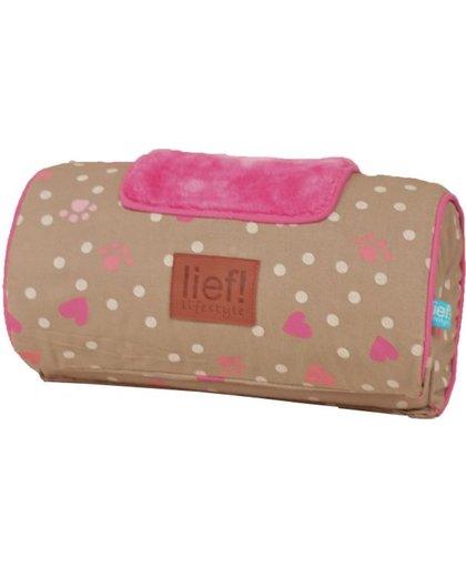 Lief! comfort kussen voor houten hondenmand girls beige / roze 30x15 cm