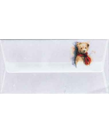 100 Enveloppen - 9 x 18cm - Gebroken Wit met beer op achterzijde
