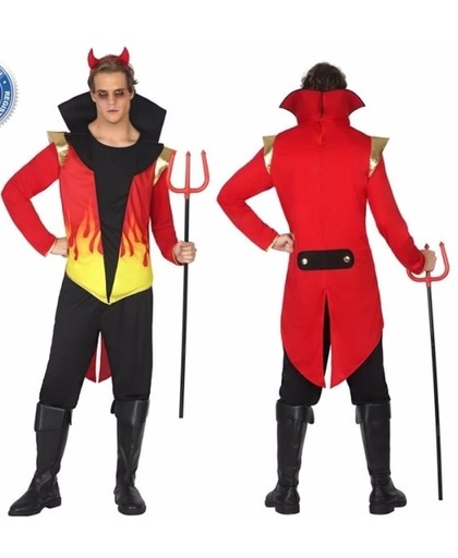 Horror duivel heren kostuum / outfit met vlammen - Halloween kleding Xl