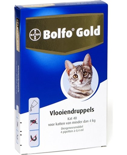 Bolfo Gold 40 Anti vlooienmiddel - Kat - 0 Tot 4 kg - 4 pipetten