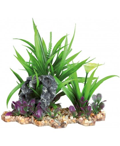 Kunststof Plant op een bedje van Kiezelstenen 18 cm