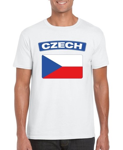 Tsjechie t-shirt met Tsjechische vlag wit heren - maat 2XL