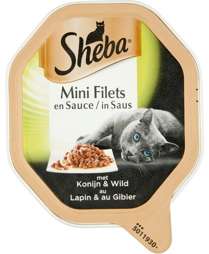 Sheba Mini Filets - Konijn/Wild in saus - Aluminium Kuipjes - Kattenvoer - 22 x 85 gr
