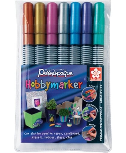 Permapaque hobbymarker set 7 kleuren metallic