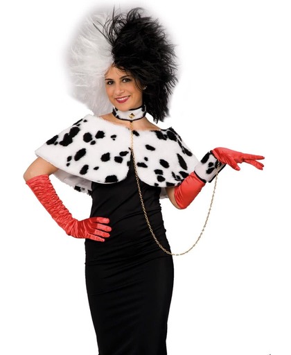 Accessoire set voor dames van Cruella Halloween artikel - Verkleedattribuut - One size