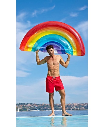 Opblaasbare Regenboog XXL 180x90cm | Opblaasbaar | Drijvende Regenboog | Drijvend Mega Zwembad Speelgoed | Luchtbed | Ligbed | Inclusief gratis elektrische pomp