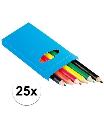 25x setje potloden 6 stuks gekleurd