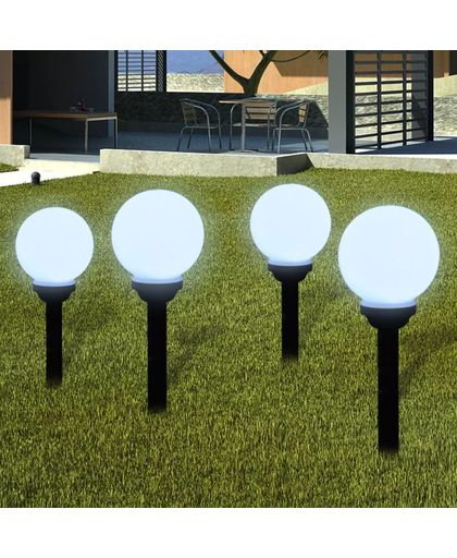 vidaXL - Padverlichting Buitenshuise tuinpad zonne-energie lampen (balvormige) LED 15cm (4 stuks inc. ankers)