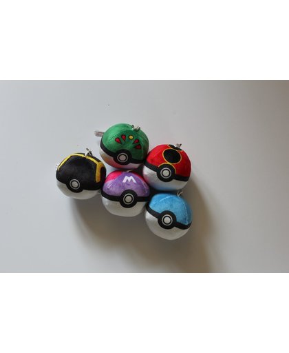 Pokemon balls sleutel hanger/tas 5 stuks