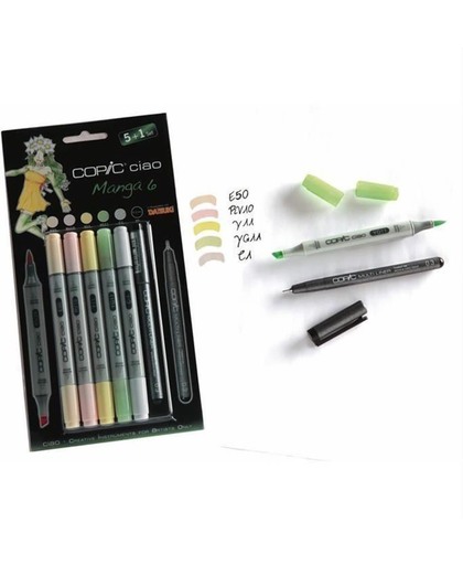 Copic Ciao set Manga 6: 5 markers + 1 fineliner