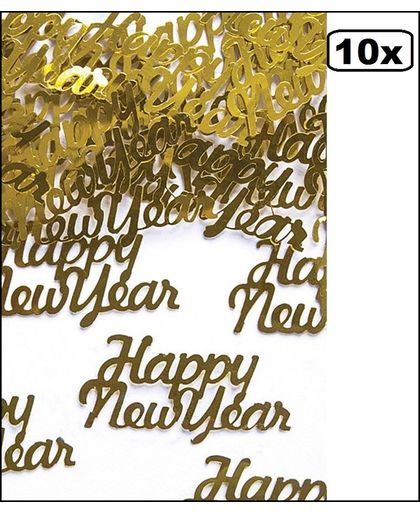 10x Confetti zakje 3 gr. goud metallic Happy NewYear
