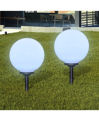 vidaXL - Padverlichting Buitenshuise tuinpad zonne-energie lampen (balvormige) LED 30cm(2 stuks inc. ankers)