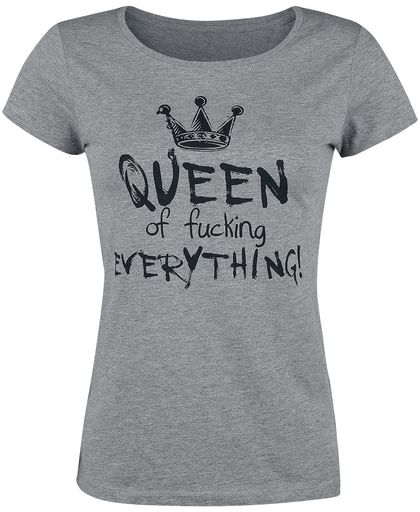Queen Of Fucking Everything Girls shirt grijs gemêleerd
