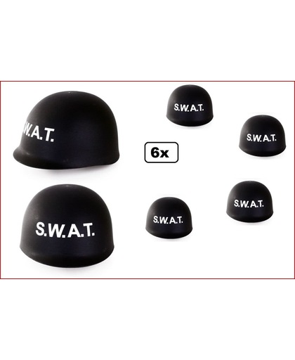 6x SWAT helm zwart kinderen