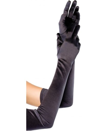 Extra lange blauwe satijn handschoenen - Verkleedattribuut - One size