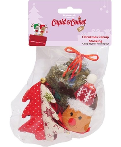 Cupid&comet kerstsok met catnip speeltjes 3 st