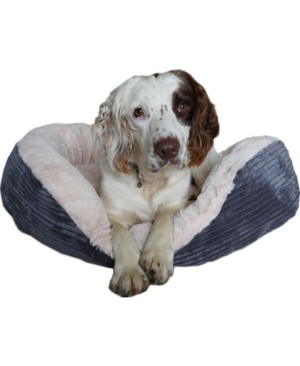 Rosewood hondenmand ovaal jumbo cord pluche grijs / creme 81,5 cm