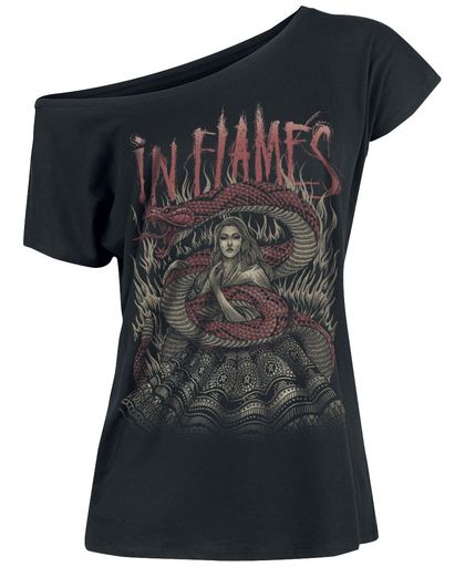 In Flames Snake Woman Girls shirt zwart