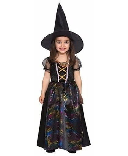 Halloween - Zwarte heks jurkje voor meisjes - heksenjurkje 92-104 (2-4 jaar)