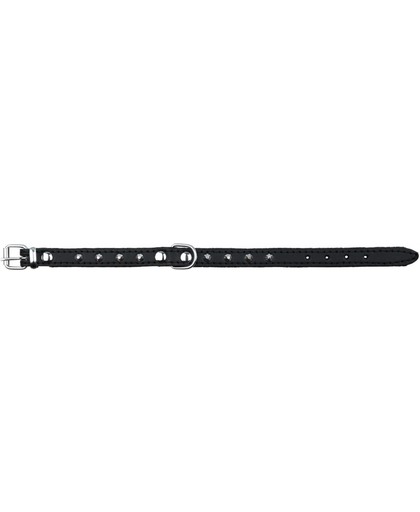 Halsband Leer - met noppen - 36 tot 41 cm - 18 mm - Zwart
