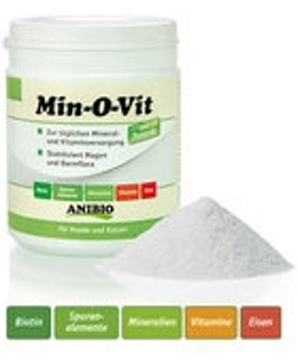 Anibio Min-O-Vit, 160 gram, voor de dagelijkse mineraal- en vitamineverzorging.