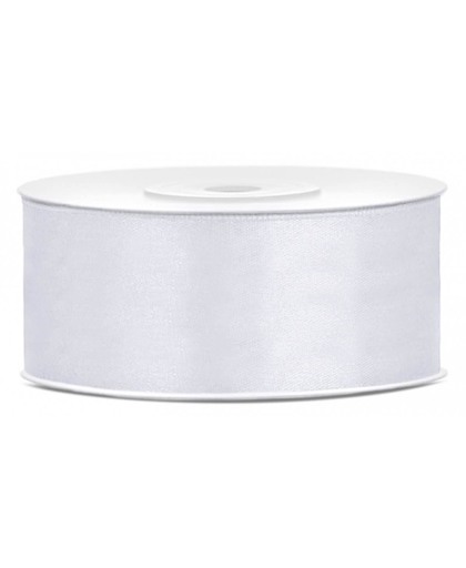 Satijn sierlint wit 25 mm - Satijn decoratie lint