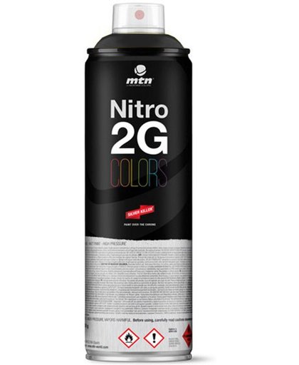 1x Nitro2G spuitbus - 500ml spuitverf mat zwart - Hoge druk en matte afwerking, extra dekkend - Spuitverf voor binnen en buiten gebruik voor vele doeleinden, zoals klussen, graffiti, hobby en kunst