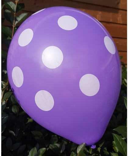 Voordeelpak 100 stuks Paarse ballon met witte stippen 30 cm hoge kwaliteit