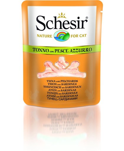 Schesir - Kat - Natvoer - Pouch - Tonijn & Sardines - 20 zakjes van 70 gram