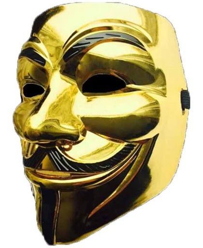 Gouden V for Vendetta Masker / Gouden Anonymous Masker / Gouden Guy Fawkes Masker