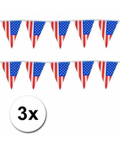 3x vlaggenlijn / slinger USA