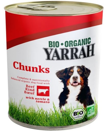Yarrah dog blik brokjes vlees in saus met brandnetel en tomaat hondenvoer 820 gr