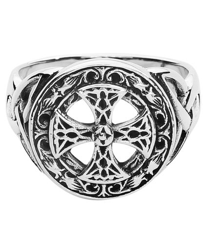 etNox magic and mystic Silver Celtic Cross Ring standaard