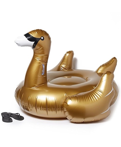Premium XXL Opblaasbare Gouden Zwaan - 138x90cm - Goud | Mega Zwaan Opblaasbaar | Zwembad Speelgoed | Zwemband | Luchtbed | Ligbed | Swim Ring