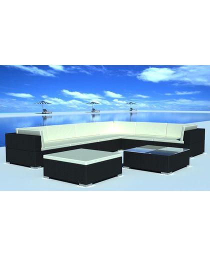vidaXL Outdoor Lounge Set 24 Pieces Poly Rattan Black