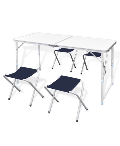 Campingtafel inklapbaar en verstelbaar aluminium 120 x 60 cm 4 stoelen