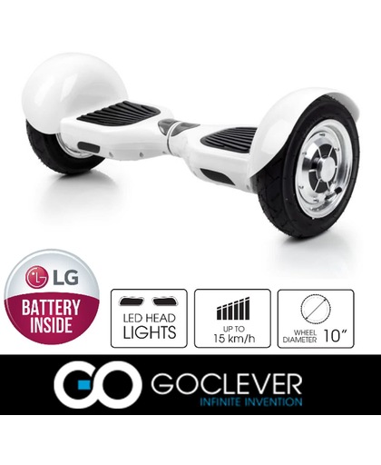 Goclever Cityboard PLUS wit met 10" opblaasbare rubber banden krachtige LG batterij en handige draagtas